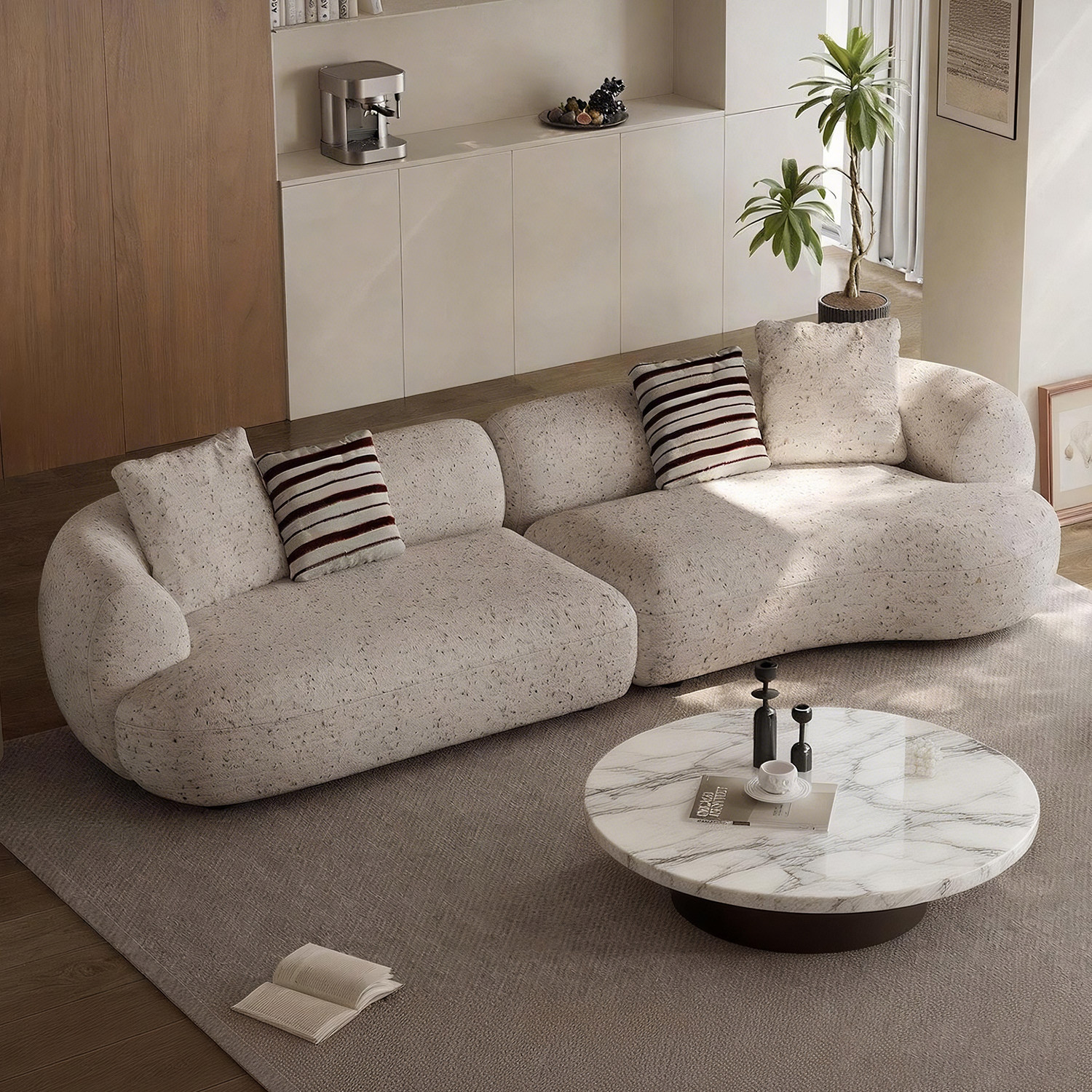 布艺沙发意式极简风布艺沙发客厅大小户型设计师棉麻直排布艺沙发