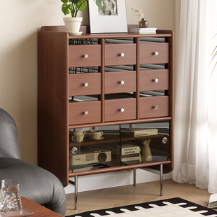 觅墨实木复古斗柜餐边柜客厅沙发收纳边柜电视柜卧室中古风九斗柜