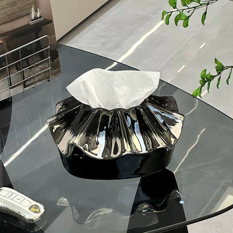 陶瓷花边包包纸巾盒客厅高级感轻奢抽纸盒创意设计感高档茶几摆件