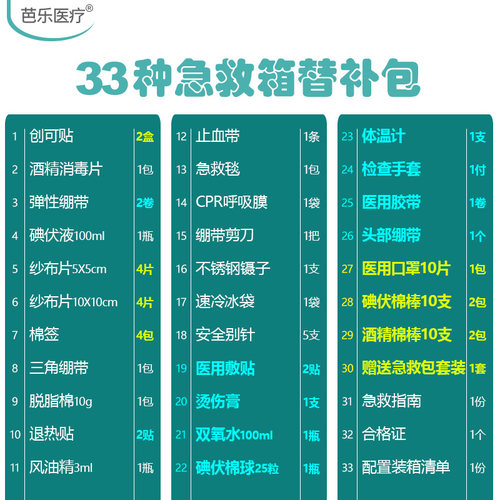 急救箱替补消毒敷料医疗产品套装