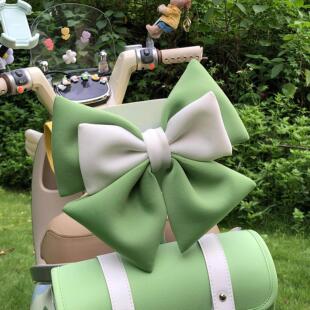 电动车装饰小配件可爱蝴蝶结拼色电瓶车摩托车diy尾贴后座装饰品.