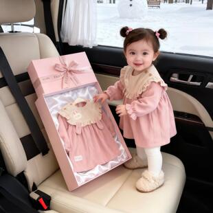 罩衣女宝宝外穿冬加厚罩衫宝宝防水防脏长袖围裙吃饭围兜反穿护衣