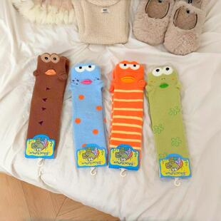 比奇堡袜子丑鱼袜子女款冬季加绒保暖睡觉穿可爱中筒袜睡眠袜