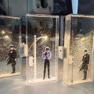 氛围感下雪夜路灯流沙亚克力流麻手工DIY小夜灯材料包摆件送女友.