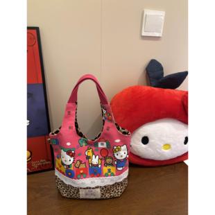哈喽kitty帆布包包女款红色手提通勤单肩包女大容量日常通勤百搭.