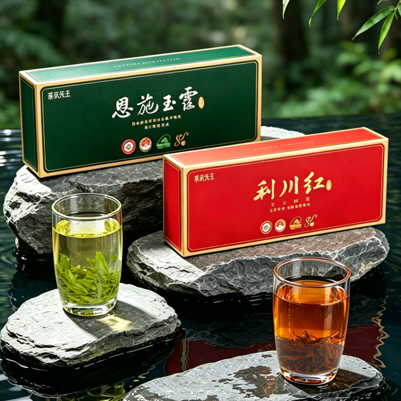 恩施玉露绿茶2026新茶明前茶叶利川红茶一红一绿伴手节日送礼盒装