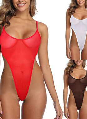 High waisted mesh sexy one-piece swimsuit网眼性感连体泳衣女