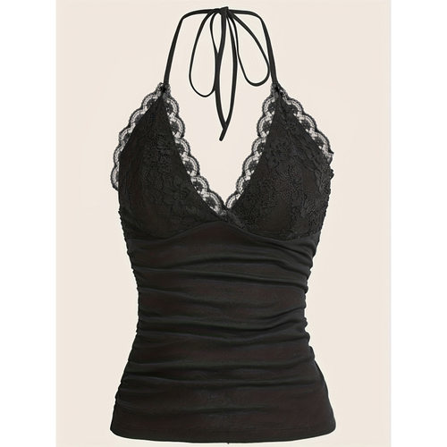 女士蕾丝花边抽褶上衣    Ladies' lace and lace pleated top