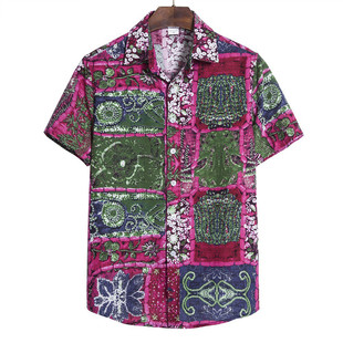 large size casual shirt with short sleeves男式大码短袖衬衫