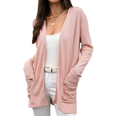 Women's long sleeved casual cardigan top女士长袖休闲开衫上衣