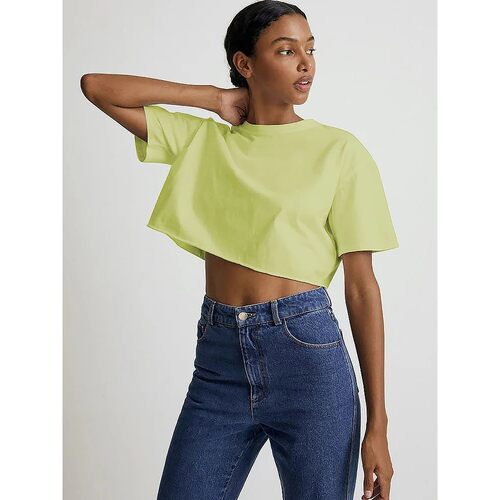Short crop exposed round neck T-shirt top短款露脐圆领t恤上衣