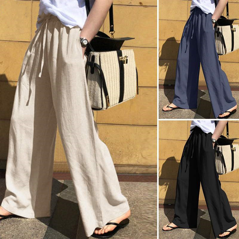 High waisted casual loose wide leg pants高腰休闲宽松阔腿裤女