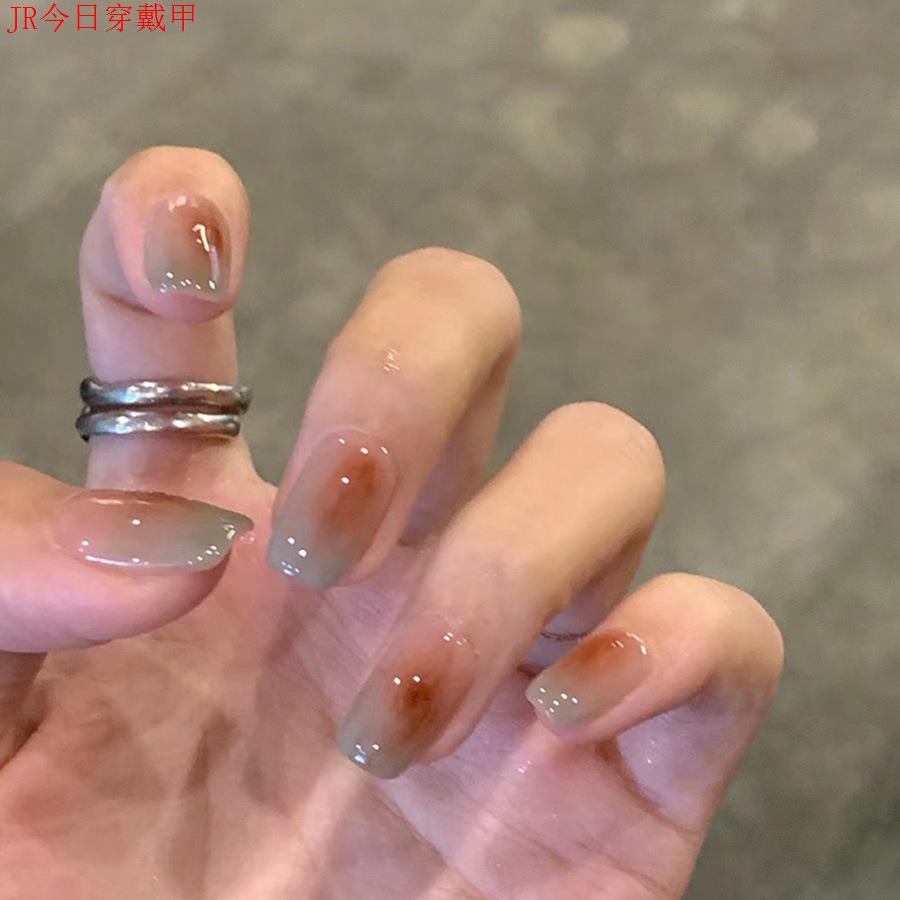 简约晕染欧美方形甲短款时尚日常穿戴甲可拆御美甲甲片贴24片装