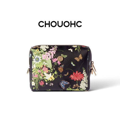 闪蝶化妆包CHOUOHC黑色刺绣