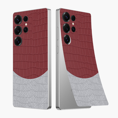 个性双色拼接素皮手机背膜