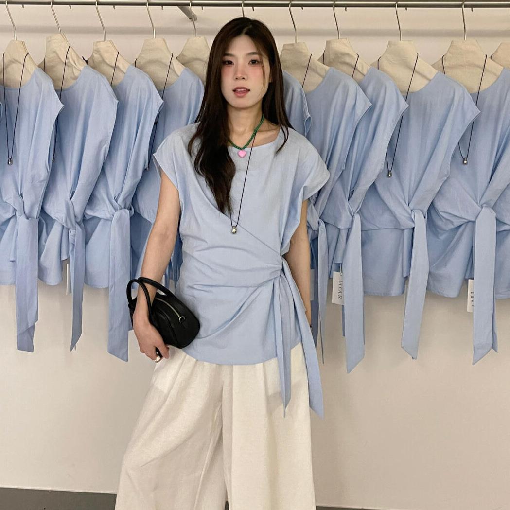U粒 显瘦小心机侧系绳设计感显瘦小衫女士衬衫夏配挂脖项链92963