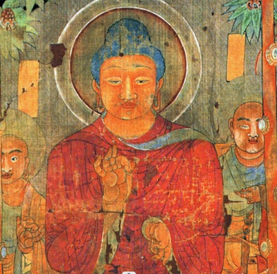 莫高窟佛陀树下讲法敦煌壁画佛像高清电子图片装饰喷绘