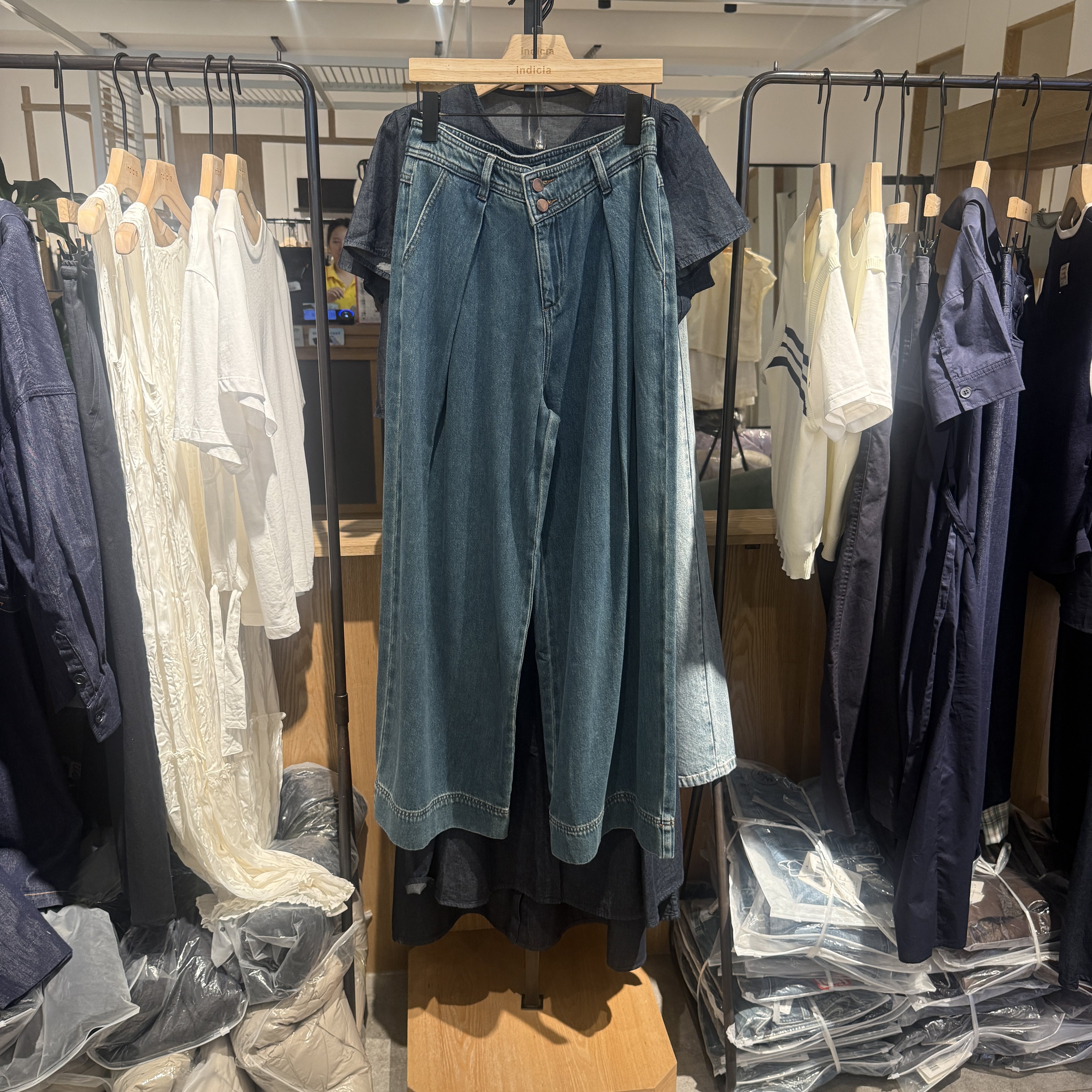 indiciaF2C4NK463C专柜正品标记女装阔腿时尚牛仔裤高腰吊牌价659