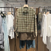 港风棉麻格纹衬衫 indiciatheL2C5CS148专柜正品 标记女装 吊牌价599