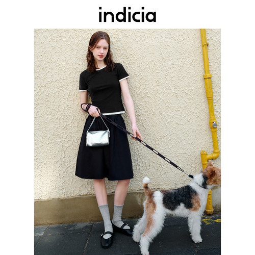 IndiciatheL2B5QZ046-1专柜正品标记女装甜酷高腰A字短裙吊牌499