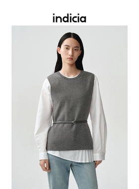 indiciaF2A5SY047C专柜正品标记女装通勤时髦真两件上衣吊牌价789