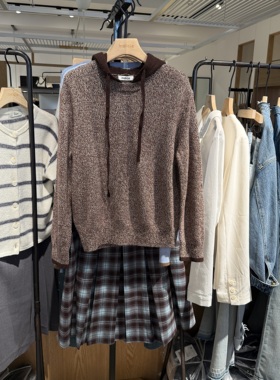 indiciaF2D4MS690N专柜正品标记女装拼色百搭连帽毛衫吊牌价739