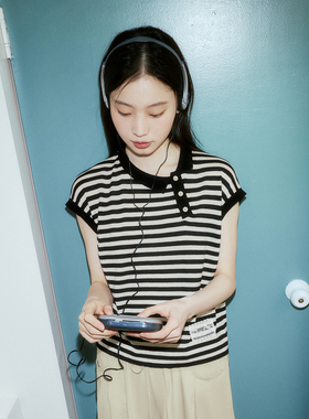 indiciatheL2B6ZZ070专柜正品标记女装针织衫短袖条纹吊牌价469