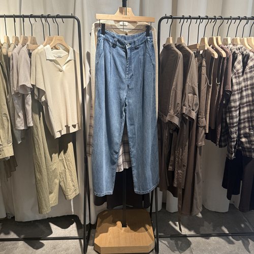 indiciatheL2C5NK128专柜正品标记女装褶皱宽松显瘦牛仔裤吊牌689