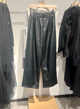 Indicia6A403KZ158N专柜正品标记女装宽松皮裤阔腿裤吊牌价639