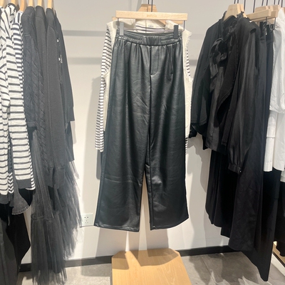 Indicia6A403KZ158N专柜正品标记女装宽松皮裤阔腿裤吊牌价639