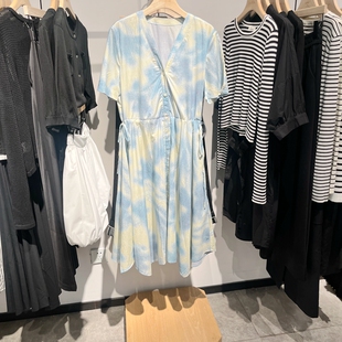 Indicia6B406LQ365C专柜正品标记女装印染连衣裙v领天丝吊牌价969