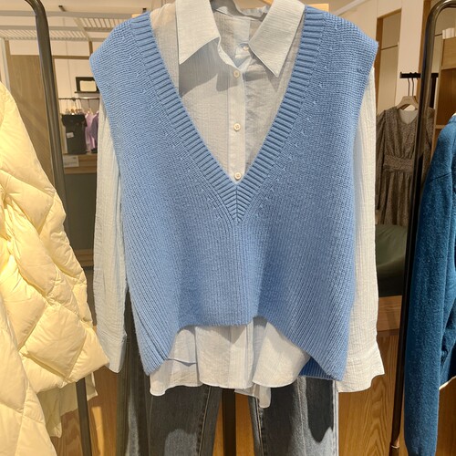 indicia5A301BX012专柜正品标记女装V领叠穿针织背心吊牌价699