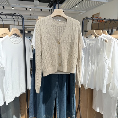 indiciaF2C4KS478C专柜正品标记两件套背心开衫针织衫套装吊牌899