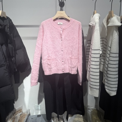 indiciatheL2D5KS297专柜正品标记女装粉羊毛针织开衫吊牌价1389