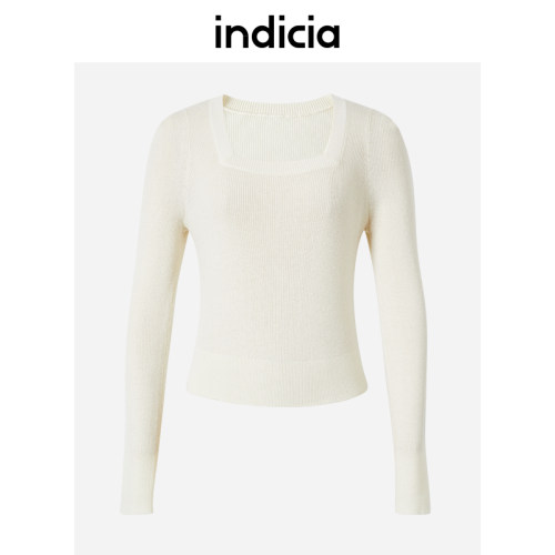 indicia5A302ZZ039专柜正品标记女装春款方领针织上衣吊牌价589