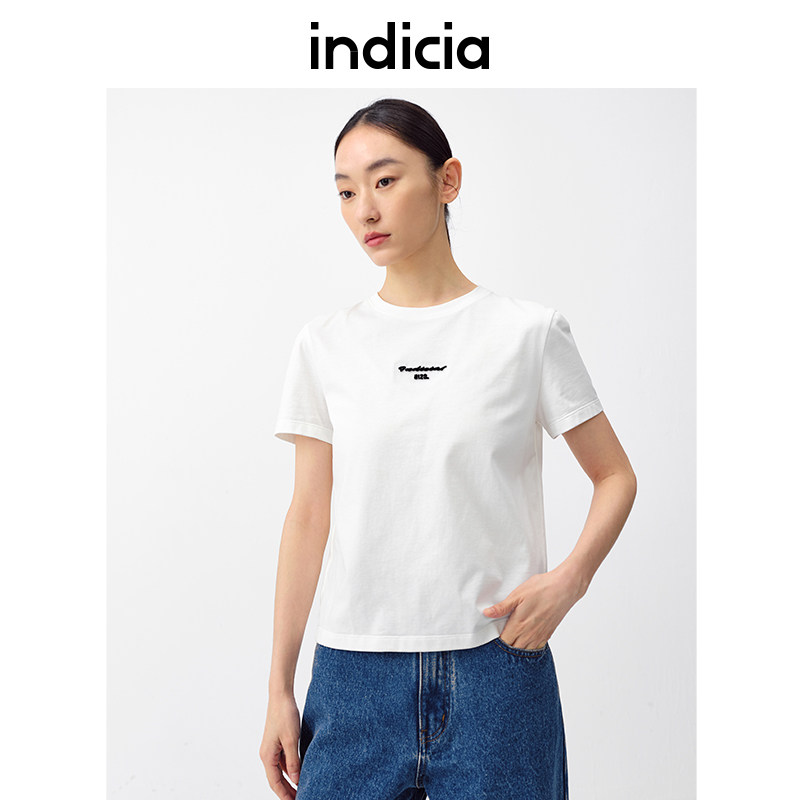 indicia白色T恤上衣短袖薄款圆领淑女5A302TX046,女装/女士精品,T恤,淘宝优惠券,粉丝福利购,淘宝优惠卷
