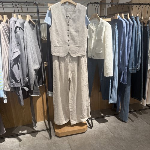 indiciaF2B5TZ304C专柜正品标记女装老钱风简约亚麻套装吊牌1389