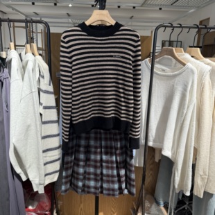 indiciaF2D4MS794N专柜正品标记女装条纹简约设计百搭毛衫吊牌989