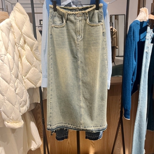 indiciaC6A401QZ002专柜正品 a字半身裙牛仔裙吊牌价599 标记女装