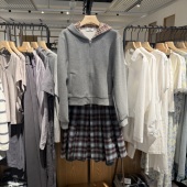 indiciatheL2D5WT254专柜正品 标记女装 格纹拼接连帽卫衣吊牌价699