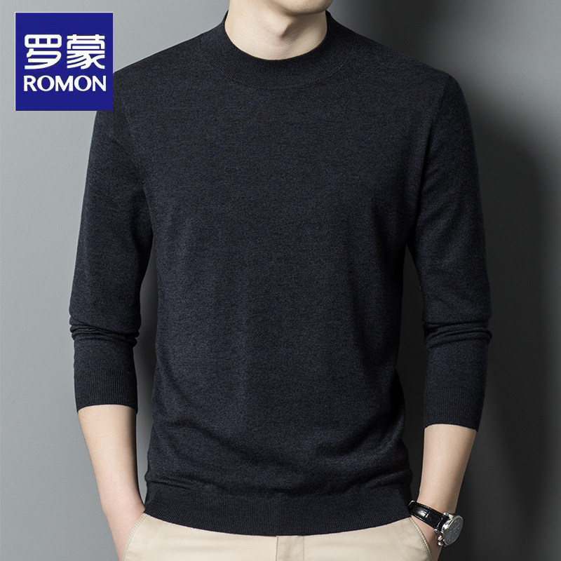 罗蒙绵羊毛针织衫毛衣男士秋冬季商务休闲保暖套头纯色上衣打底衫,男装,针织衫/毛衣,淘宝优惠券,粉丝福利购,淘宝优惠卷