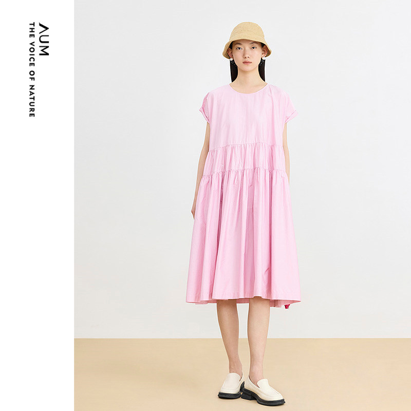 AUM噢姆夏季宽松纯棉娃娃裙a字裙少女感减龄连衣裙女