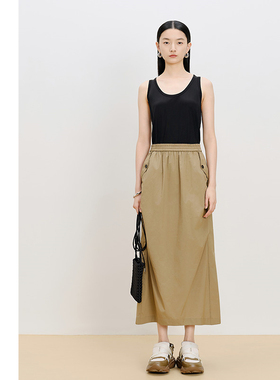 AUM噢姆秋季深咖圆领吊带背心上衣女