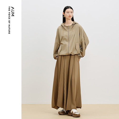 【商场同款】AUM噢姆帽檐衣摆抽绳连帽休闲时尚宽松外套女款