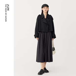 黑色弹力廓形工装 AUM噢姆春季 短风衣外套 会员价804元