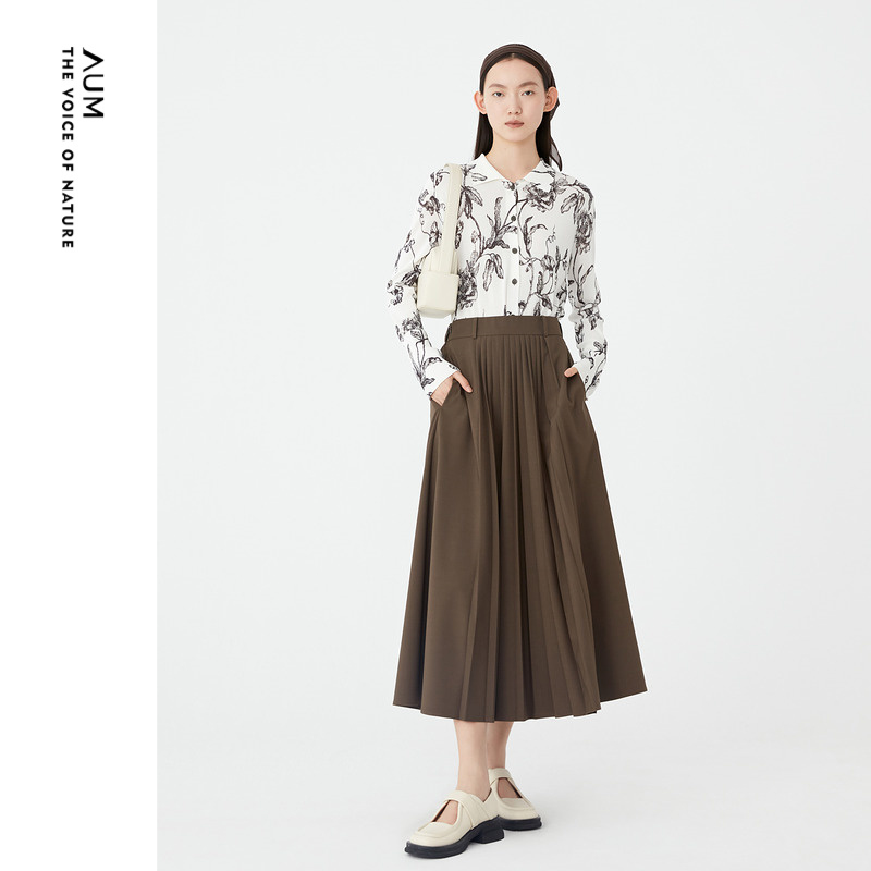 AUM针织翻领衬衫植物花卉