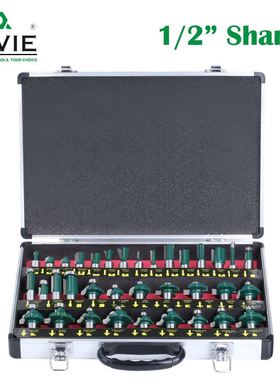 墨绿色1/2柄35件木套刀套装铣雕刻机工铣刀硬质合金刻刀厂家直销