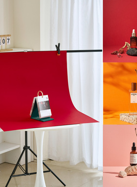 红色全开背景纸纯单橙色首饰化妆品静物产品拍照拍摄淘宝摄影道具