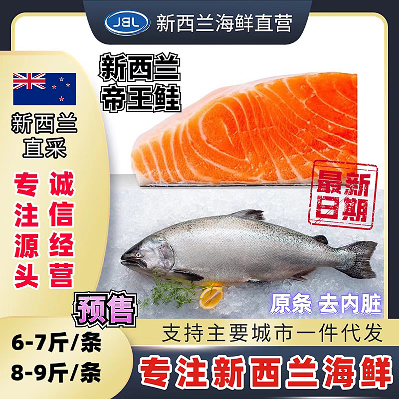 新西兰进口帝王鲑鱼冰鲜三文鱼整条6-10斤刺身新鲜高级食材图片