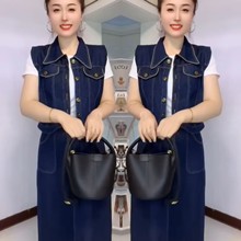2025夏季新款时尚套装女洋气减龄显瘦牛仔马甲上衣+半身裙两件套